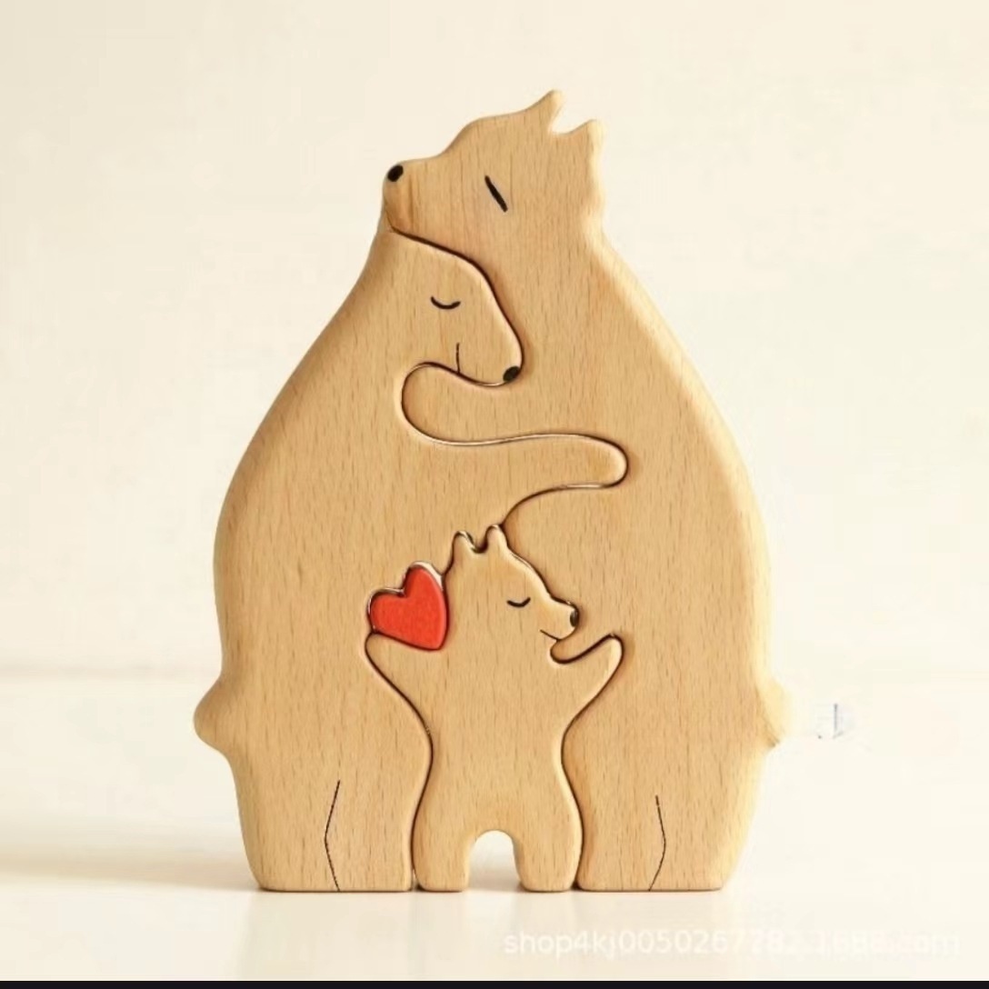 Family Home Decor Family Keepsake Gift Personalized Bear Family Wooden Puzzle