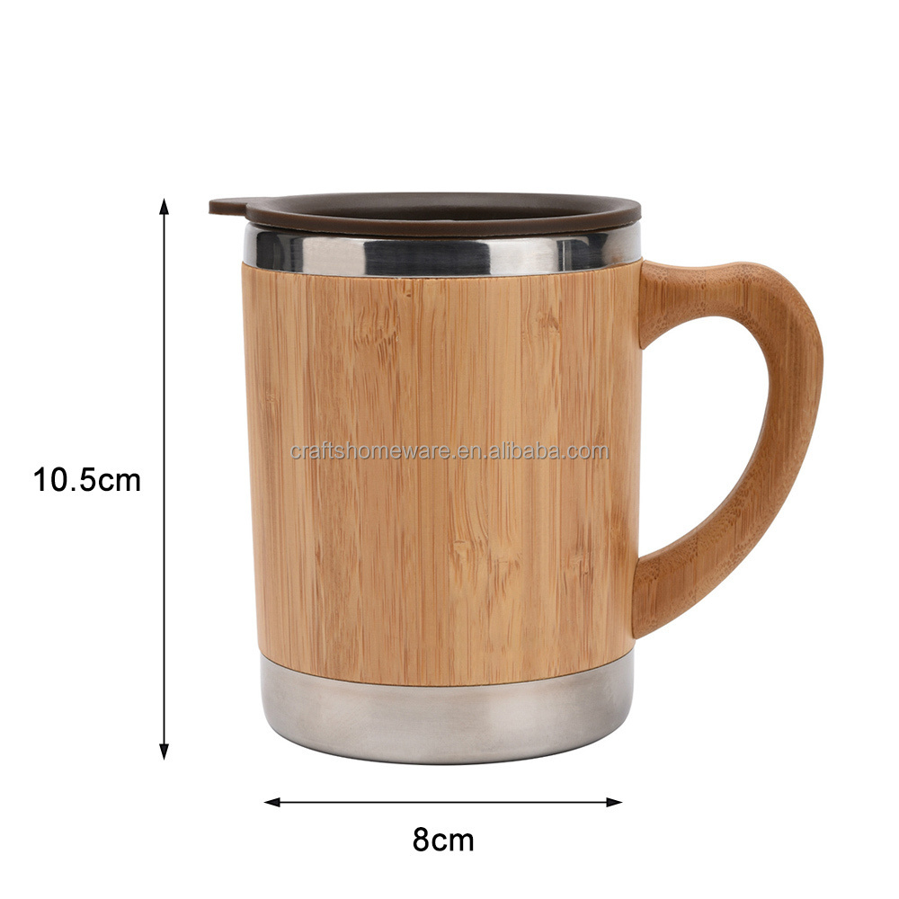 wholesale   stainless steel vacuum insulated bamboo coffee mug travel mug stainless steel water bottle vacuum insulated