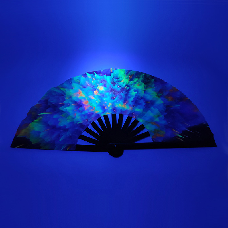 Large Folding Fan for Festivals Halloween Burlesque Rainbow Outfits for Women & Rave Accessories