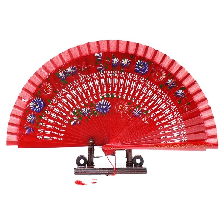 Wholesale Spanish solid color wooden hand fan for eventsspanish wooden hand fan