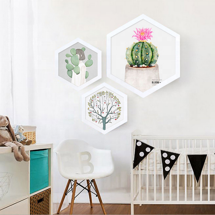 art wall Fashion Hexagon Photo Frame Wedding Picture Frame Wall Mounted Home Family Art Picture Holder Home Decoration