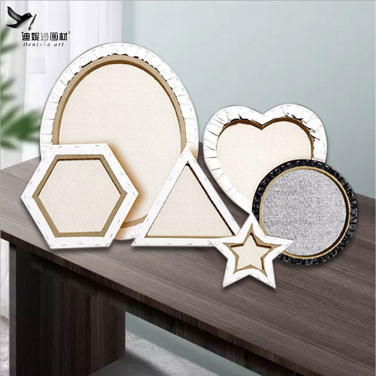 High quality  heart-shaped\circular\Pentagonal\triangle\ellipse\hexagon customized solid wood oil painting frame with canvas