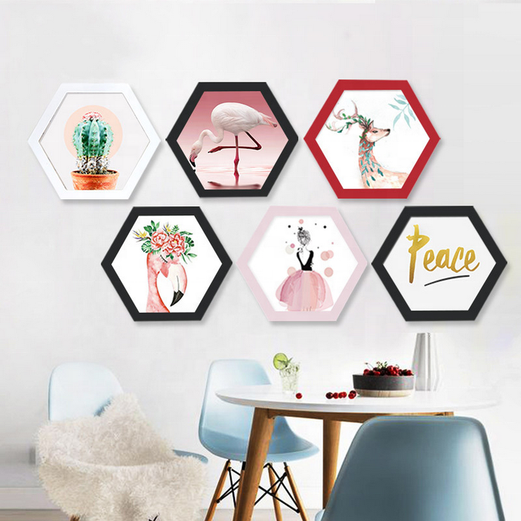 art wall Fashion Hexagon Photo Frame Wedding Picture Frame Wall Mounted Home Family Art Picture Holder Home Decoration