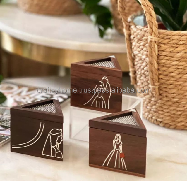 Handmade Luxury Arabic Triangle shape wooden incense burner holder Mubkhar Bakhoor Burner at wholesale Price for home decor