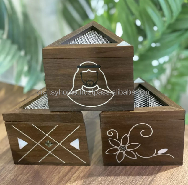 Handmade Luxury Arabic Triangle shape wooden incense burner holder Mubkhar Bakhoor Burner at wholesale Price for home decor