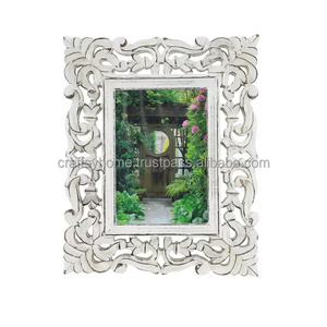 Antique White color Carved Design photo Frame for wall hanging home decorative wooden picture photo frame wood painting frame