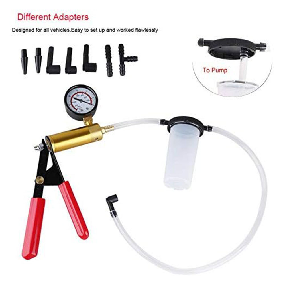 Brake Bleeder Kit Hand held Vacuum Pump Tester 2 in 1 Adapters for Auto Repair Auto Tool Set KIT Box