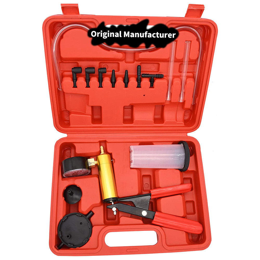 Brake Bleeder Kit Hand held Vacuum Pump Tester 2 in 1 Adapters for Auto Repair Auto Tool Set KIT Box