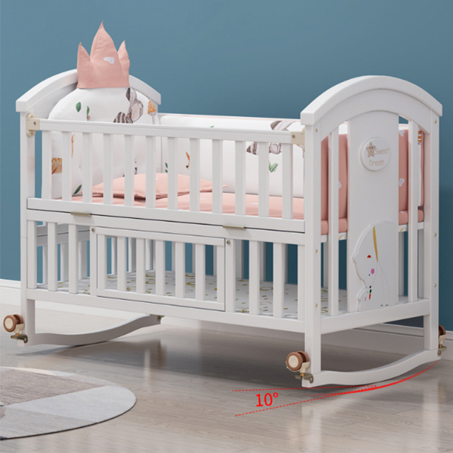 Best Selling Wooden Bed Baby Playpen Crib Baby Bed Swinging Crib Baby Cot