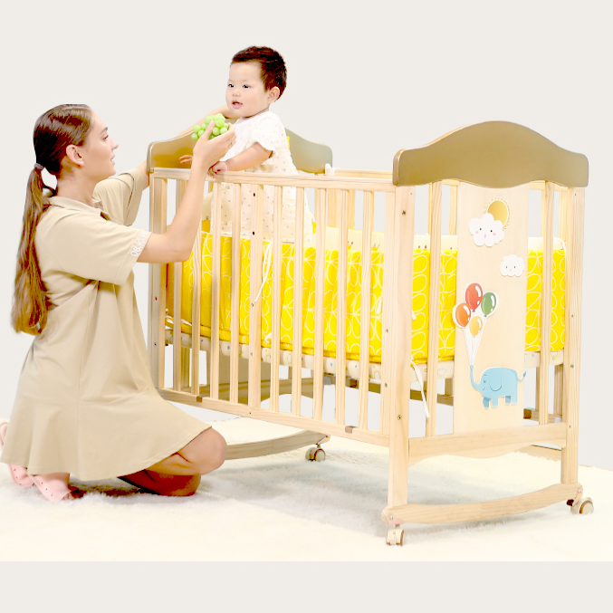 Smoothly Wood Modern Luxury Bed Baby Swing Rocking Kids Cribs