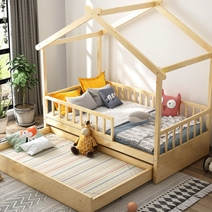 Beds House Kids Bedroom Furniture Wood Floor  House Bed for Kids