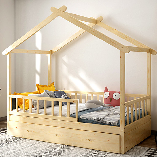 Beds House Kids Bedroom Furniture Wood Floor  House Bed for Kids