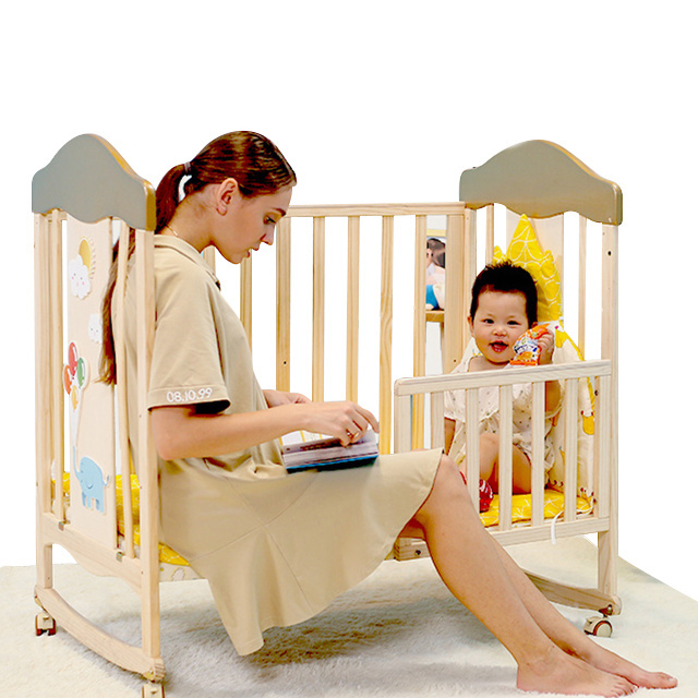 Smoothly Wood Modern Luxury Bed Baby Swing Rocking Kids Cribs