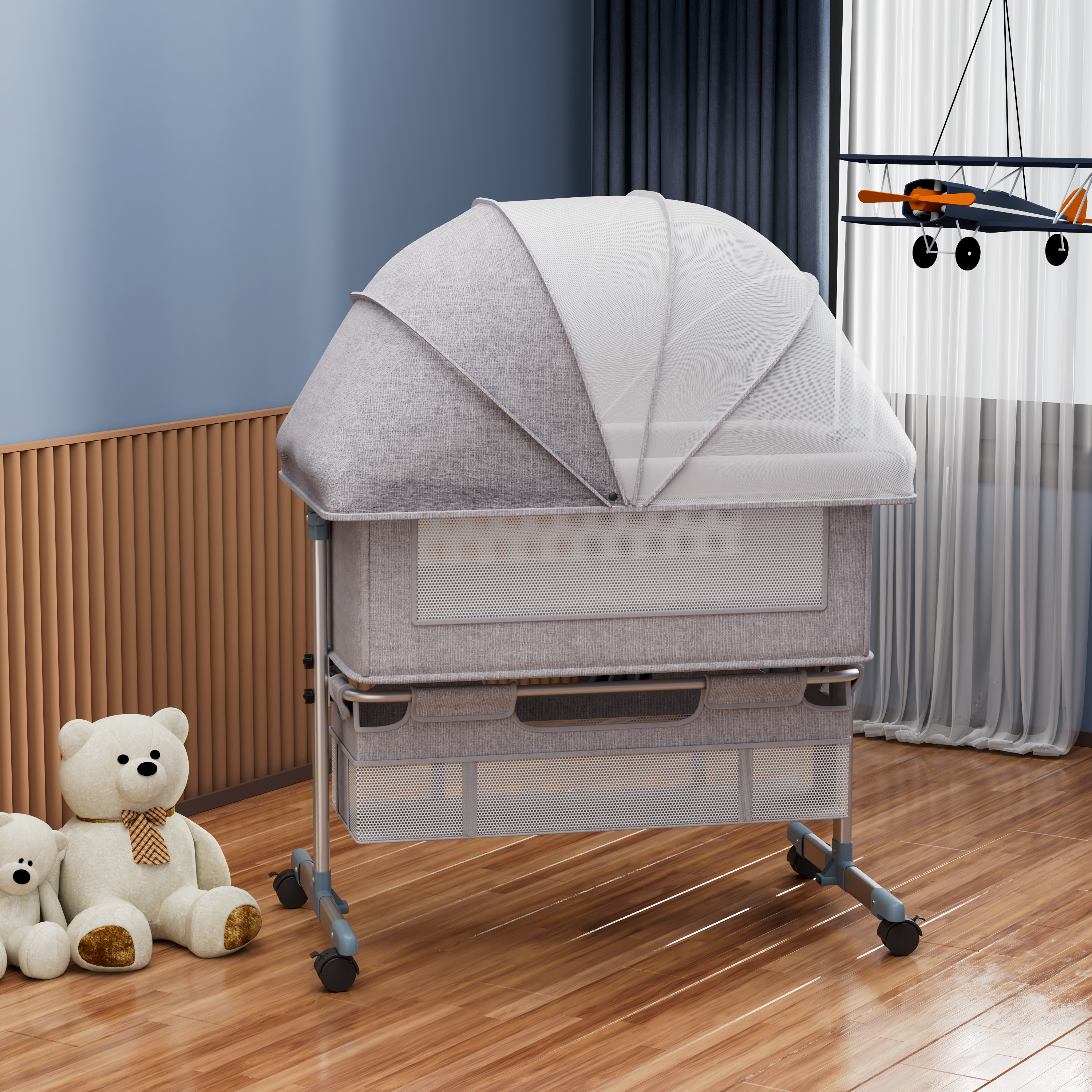 Hot Seller Fold-able Bedside Crib multi-functional Baby Bassinet 3 in 1 Comfortable Beside Cot Baby