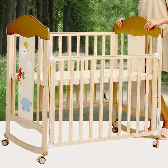 Smoothly Wood Modern Luxury Bed Baby Swing Rocking Kids Cribs