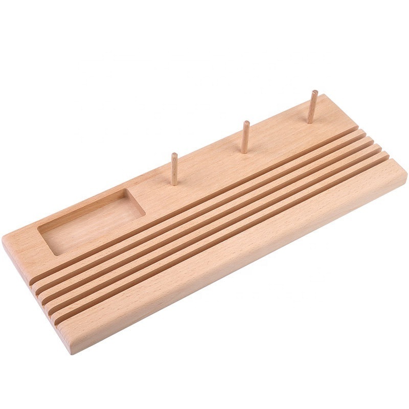 Customized beech wood wire rack desktop storage holder  wood ruler organizer