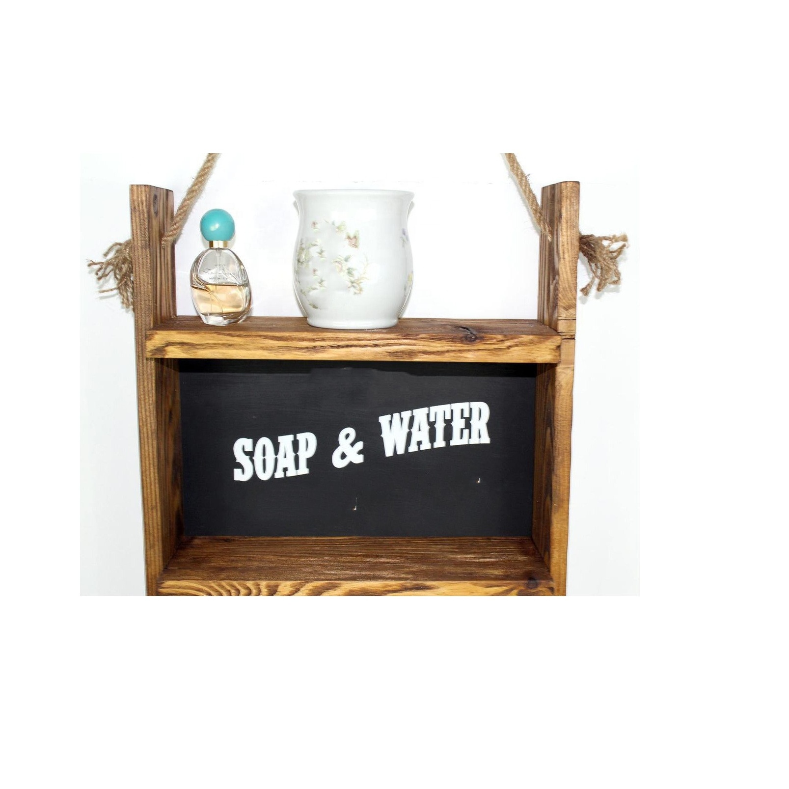 Wall-Mounted Bathroom Organizer with Chalkboard Entryway Wood organizer Shelf with Key Hook