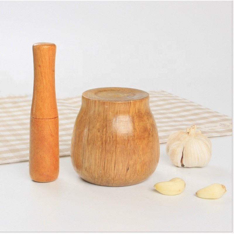 Acacia Wood Mortar And Pestle Handmade Crush Spices Garlic Smasher