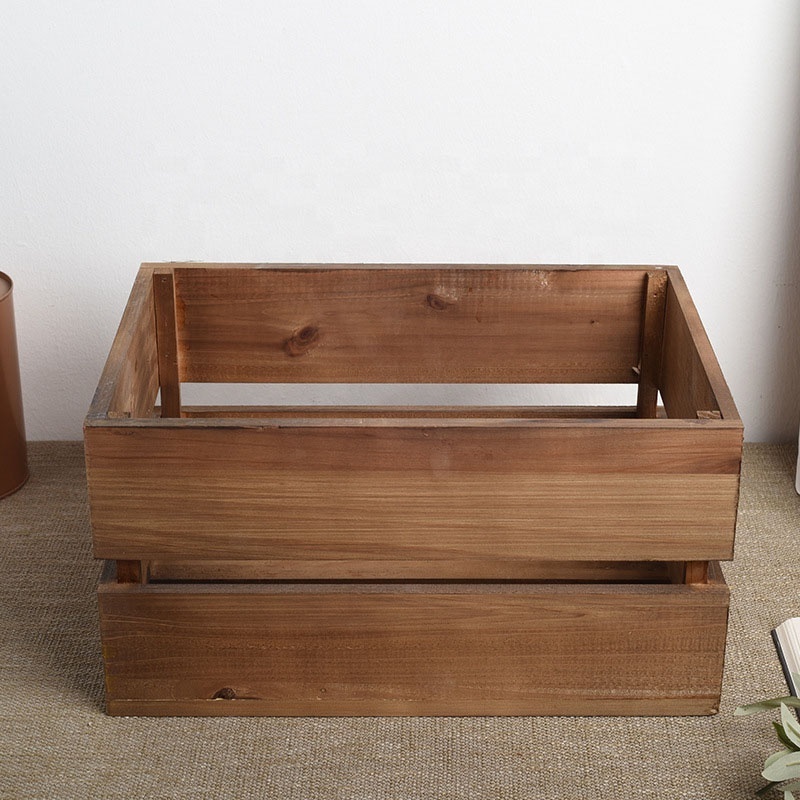 Cedar wood storage box for supermarket goods display storage small wooden shipping crate