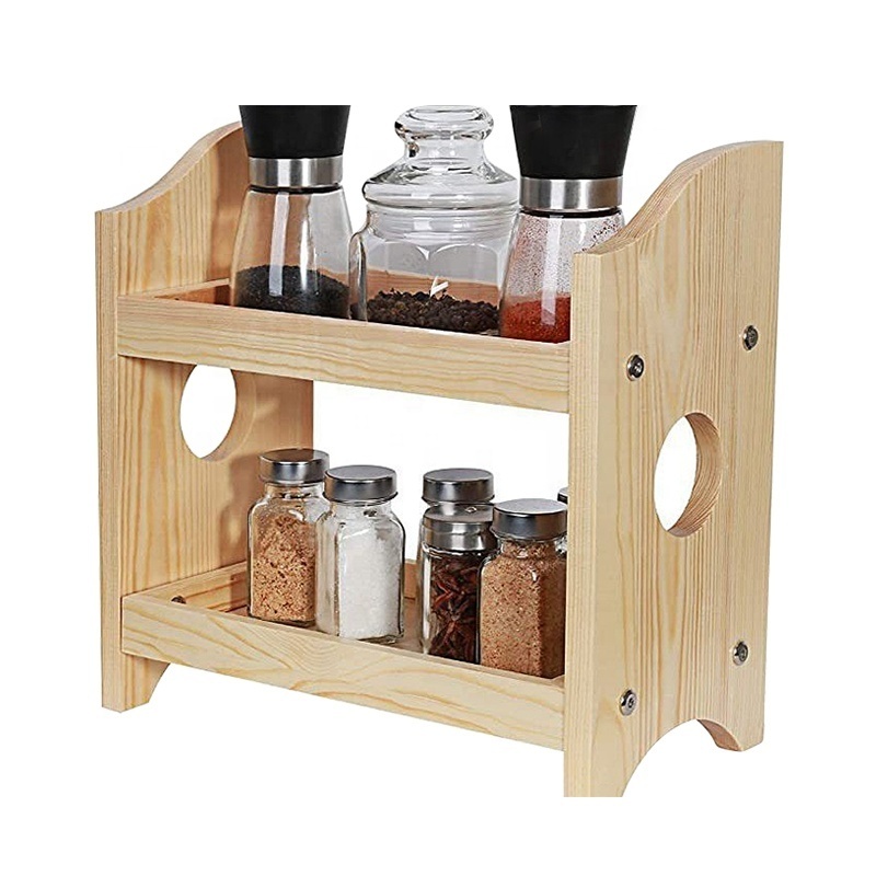 Multipurpose Bamboo Spice Bottles With Adjustable 24 Bottle Sorting Rack For Cosmetic Display