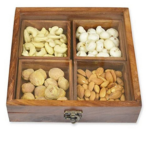 Customized Wood Dried Fruit Mixed Dry Nuts Box Tray Holder Packaging Nuts Container dry fruit wooden box