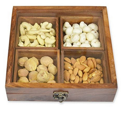 Customized Wood Dried Fruit Mixed Dry Nuts Box Tray Holder Packaging Nuts Container dry fruit wooden box