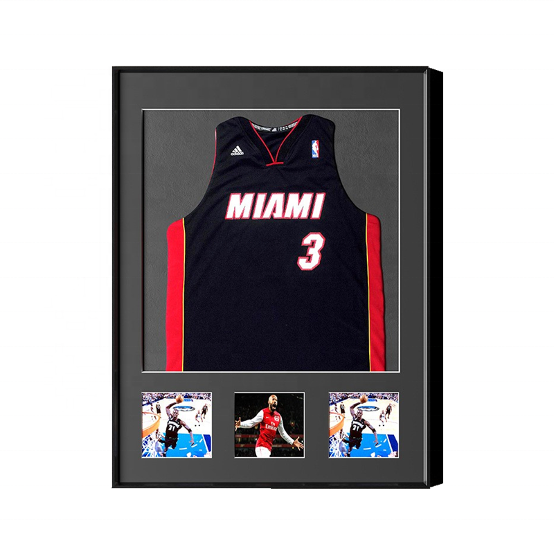 Wall Mounted Acrylic Jersey Display Case with Wooden Frame for Basketball Football Baseball Hockey Soccer Sport Shirt Uniform