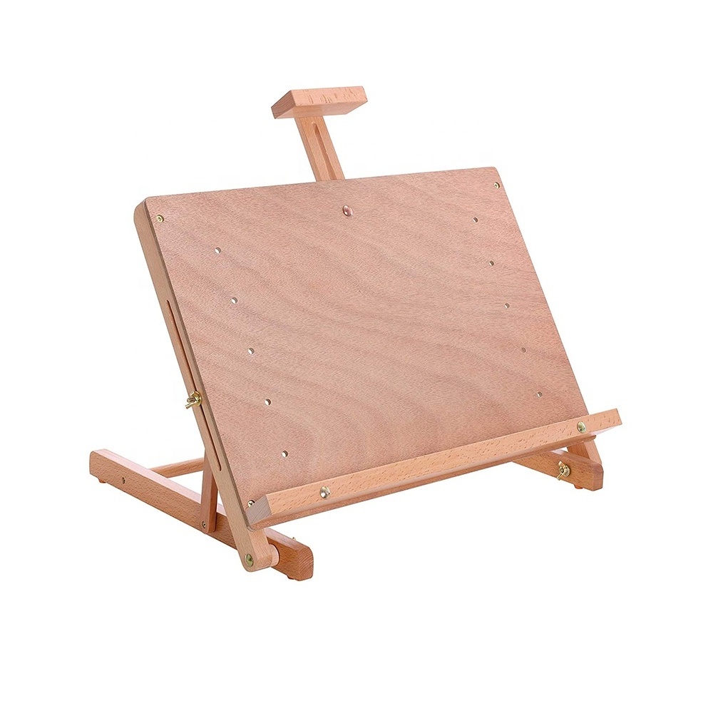 Beech wood Desktop Painting Drawing Table Solid Wooden Adjustable Tabletop Artist Studio Easel Sketching Board Display Easel