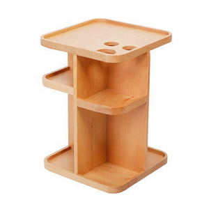 Wooden Makeup Organizer Rotating Multi-Function Wooden Cosmetic Storage Display Shelf