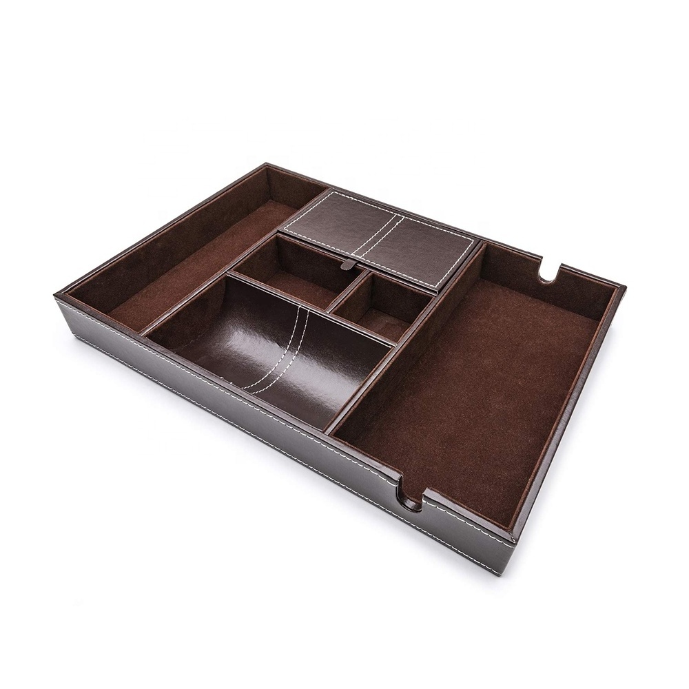 Multi Valet Tray Leather Desk Dresser Organizer Food Bread Boards Valet Tray for Men