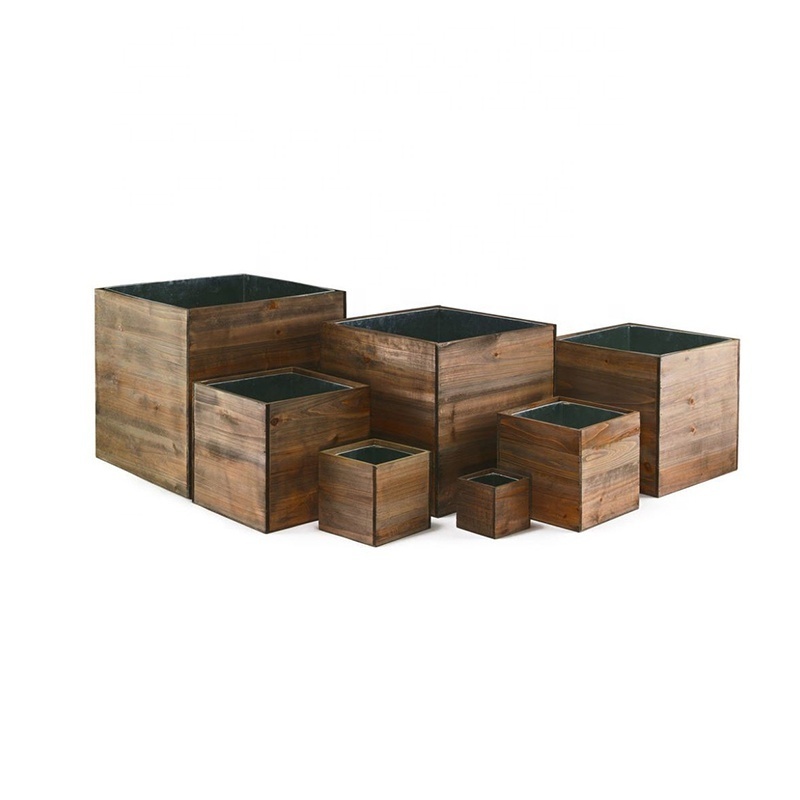 Multiple Size Choices Removable Plastic Liner Reclaimed Wood Planter Box