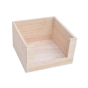 Wooden Open-Front Collection Bins Handled Storage Box for Home hardwood organizer