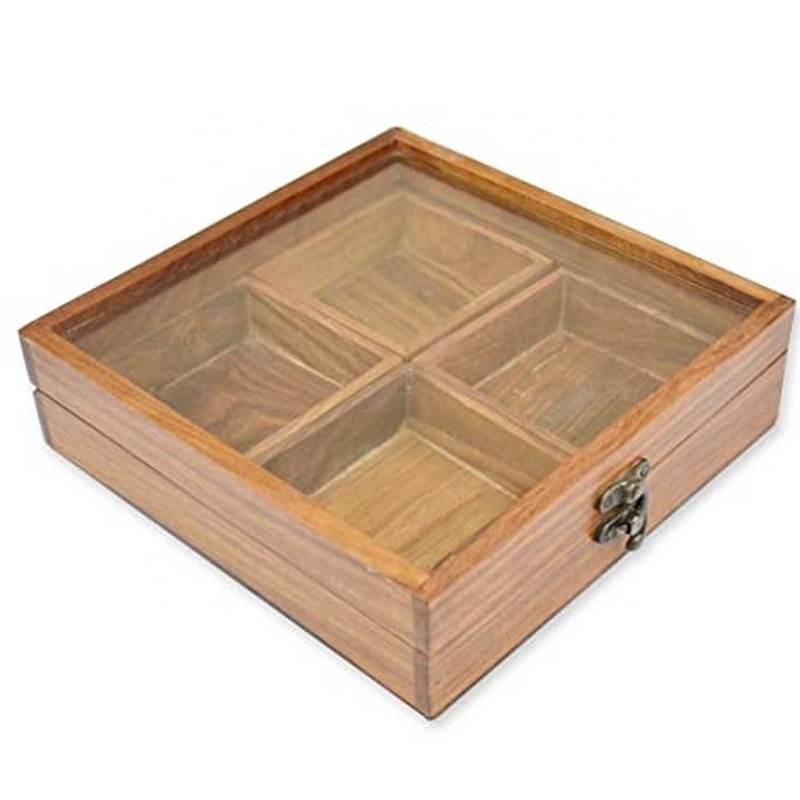 Customized Wood Dried Fruit Mixed Dry Nuts Box Tray Holder Packaging Nuts Container dry fruit wooden box