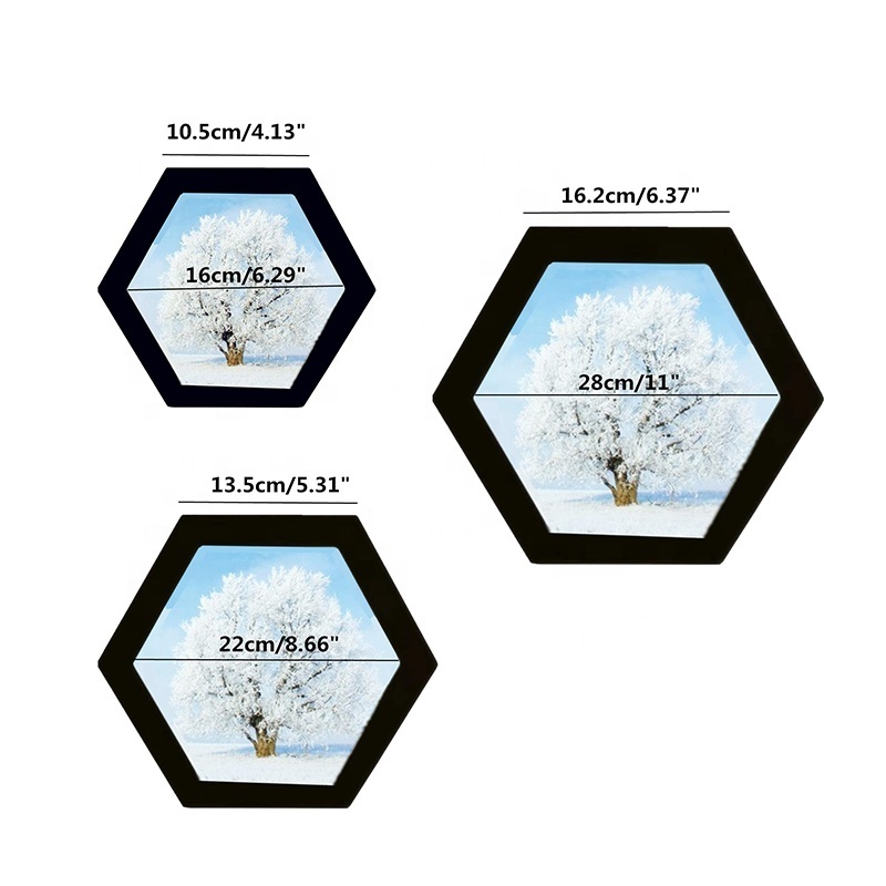 Hexagon Shaped Photo Frame Creative Wooden Wall Hanging Picture Frames for Home Office Wall Decor Wooden Photo Frame