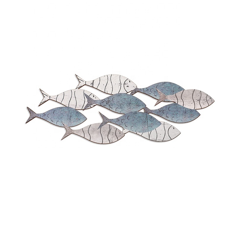 Wood Art Nautical Style Wall Decor Fish Family Wood Wall Decor