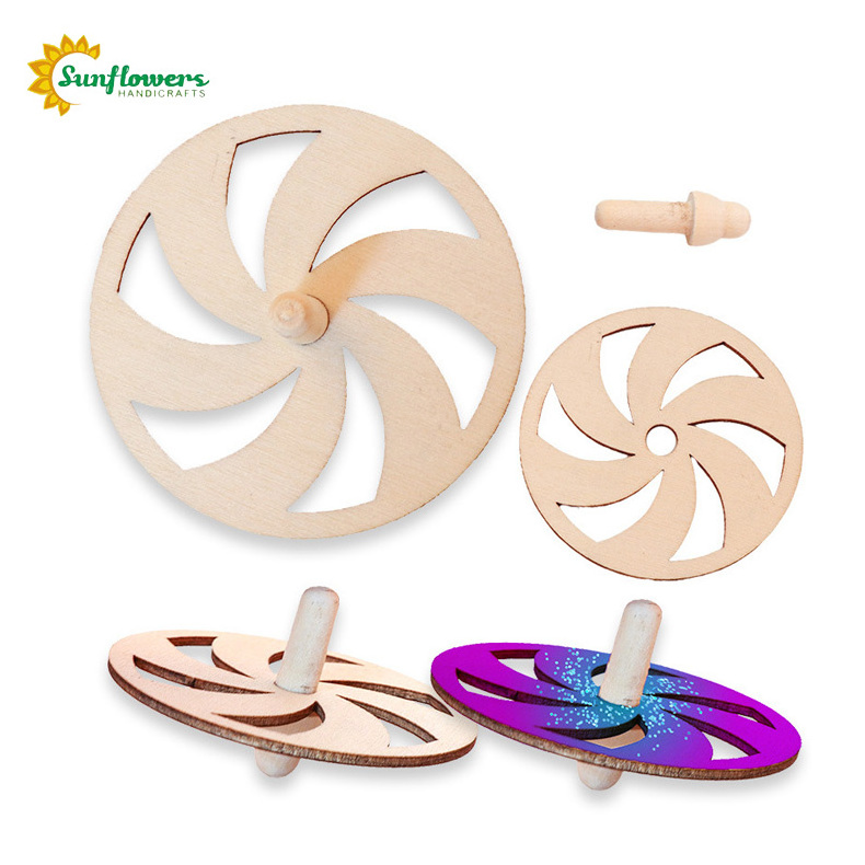 7*4cm DIY Painting Wooden Spinning Tops Toys for DIY crafts supplies