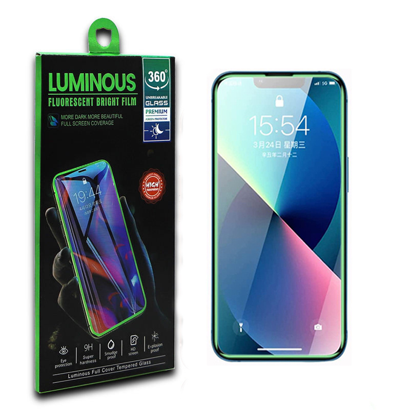 Full Covered Luminous Glow in Dark Tempered Glass Screen Protector for iPhone 13 Pro Max Glow In The Dark Tempered Glass for Sam