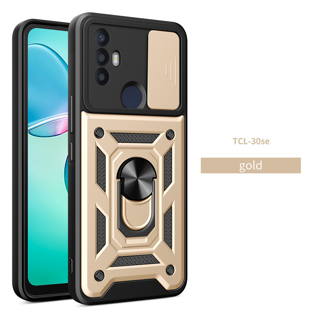 For TCL 30 SE Case back Finger Ring Slide Camera armor Case For TCL30SE Phone Cover