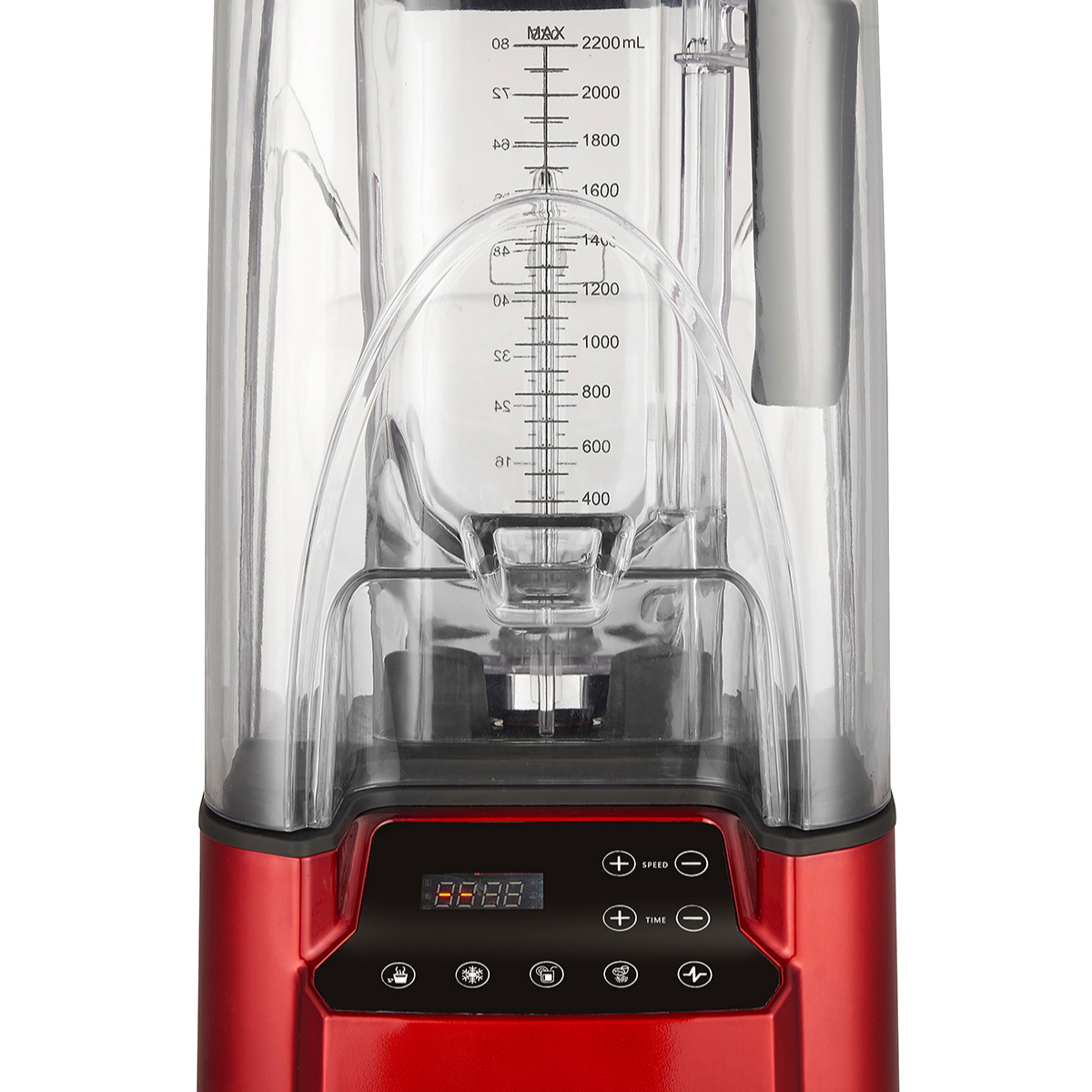 CRANDDI Quiet Commercial Blender with Removable Shield Professional Touchpad Countertop Blender RED