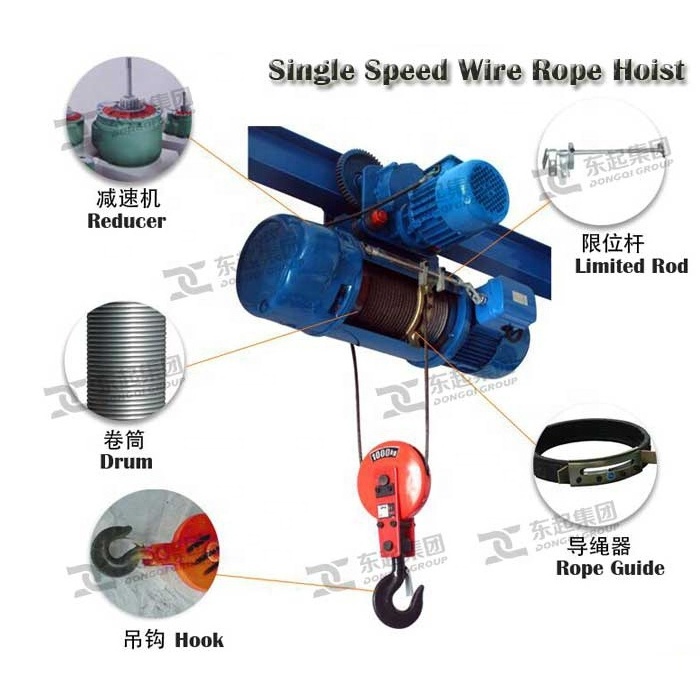 Cheap 500kg 1 1.5 2 3 10 50 ton wire rope electric hoist lifting equipment 3000kg 5ton price with motor / trolley used for crane