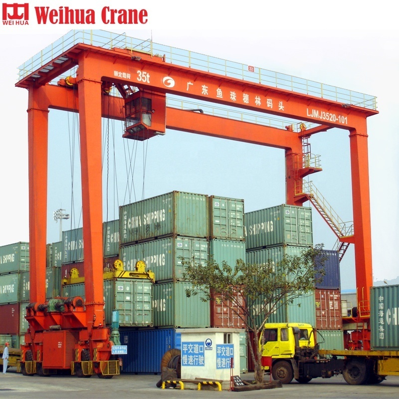 Weihua Mobile Rubber Tyred Container 20t 35t 40t Price 20 Ton Suspension Overhead Gantry Crane And Bridge Gantry Crane