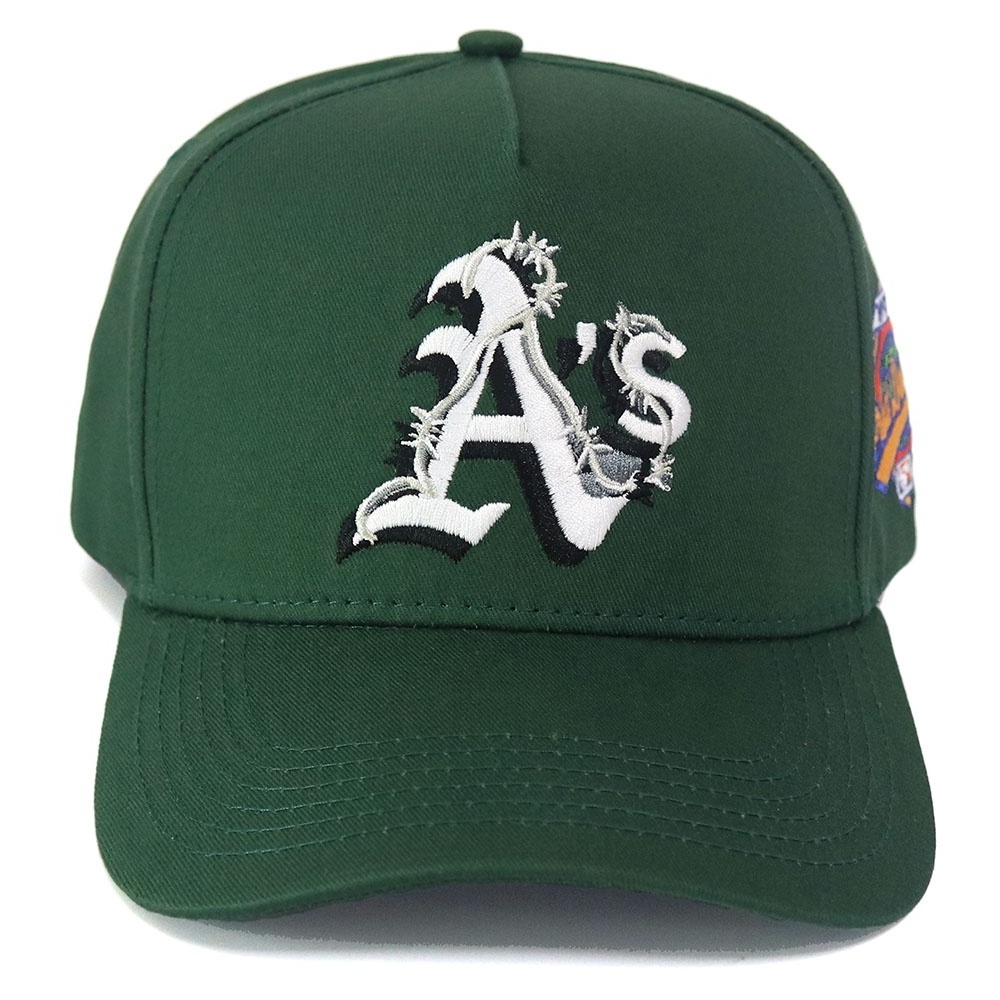 Autumn and winter letter embroidery logo green cotton fabric fashion ladies sports 5 panel baseball cap hat