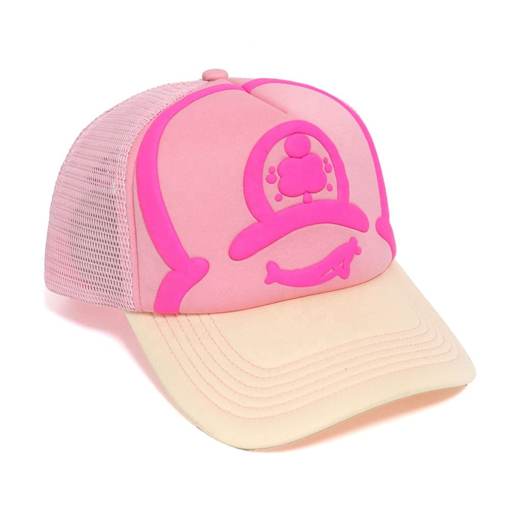 Summer Pink Color Ladies Baseball Caps Factory wholesale 5 panel high quality foam custom logo fashion trucker caps