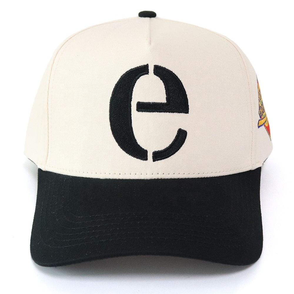 High quality men new embroidery era gorras 5 Panel curved bill Brim blank custom logo two tone snap back caps hats