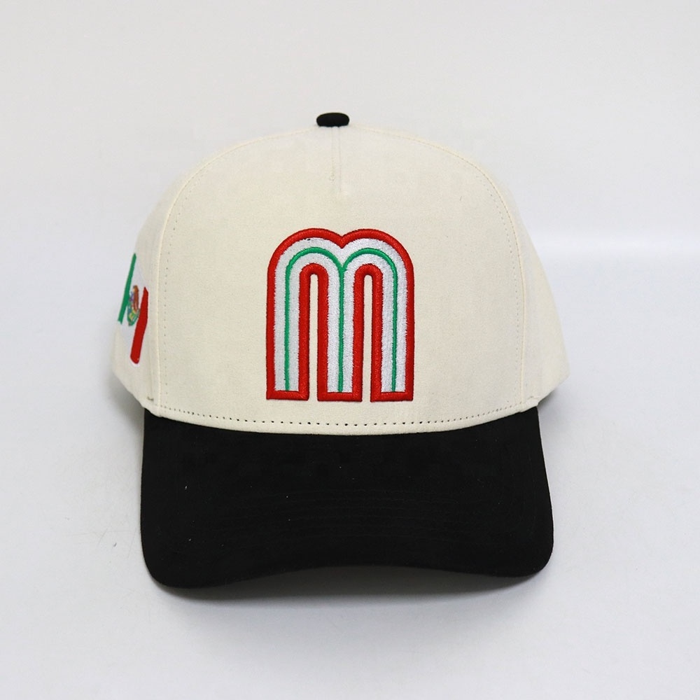 Wholesale M Letter Embroidery Patches Closed Baseball Cap for Man Custom Gorras Logo Adjust Snapback Hats Mexico Flag Sports Hat