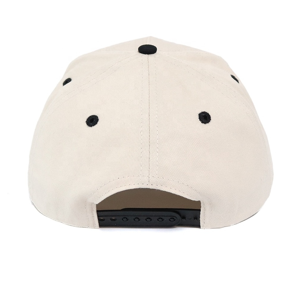 2022  curve 100% cotton twill material  two tones cream and black brim ,contrast eyelets and snapback color custom logo