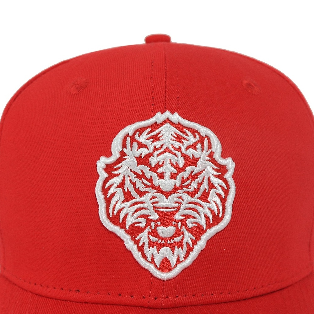 slight curve 100% cotton twill 6 panel material red cap 3D custom logo custom colors good quality sport cap out wear