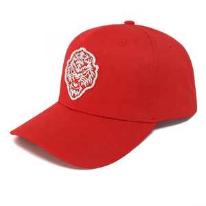 slight curve 100% cotton twill 6 panel material red cap 3D custom logo custom colors good quality sport cap out wear