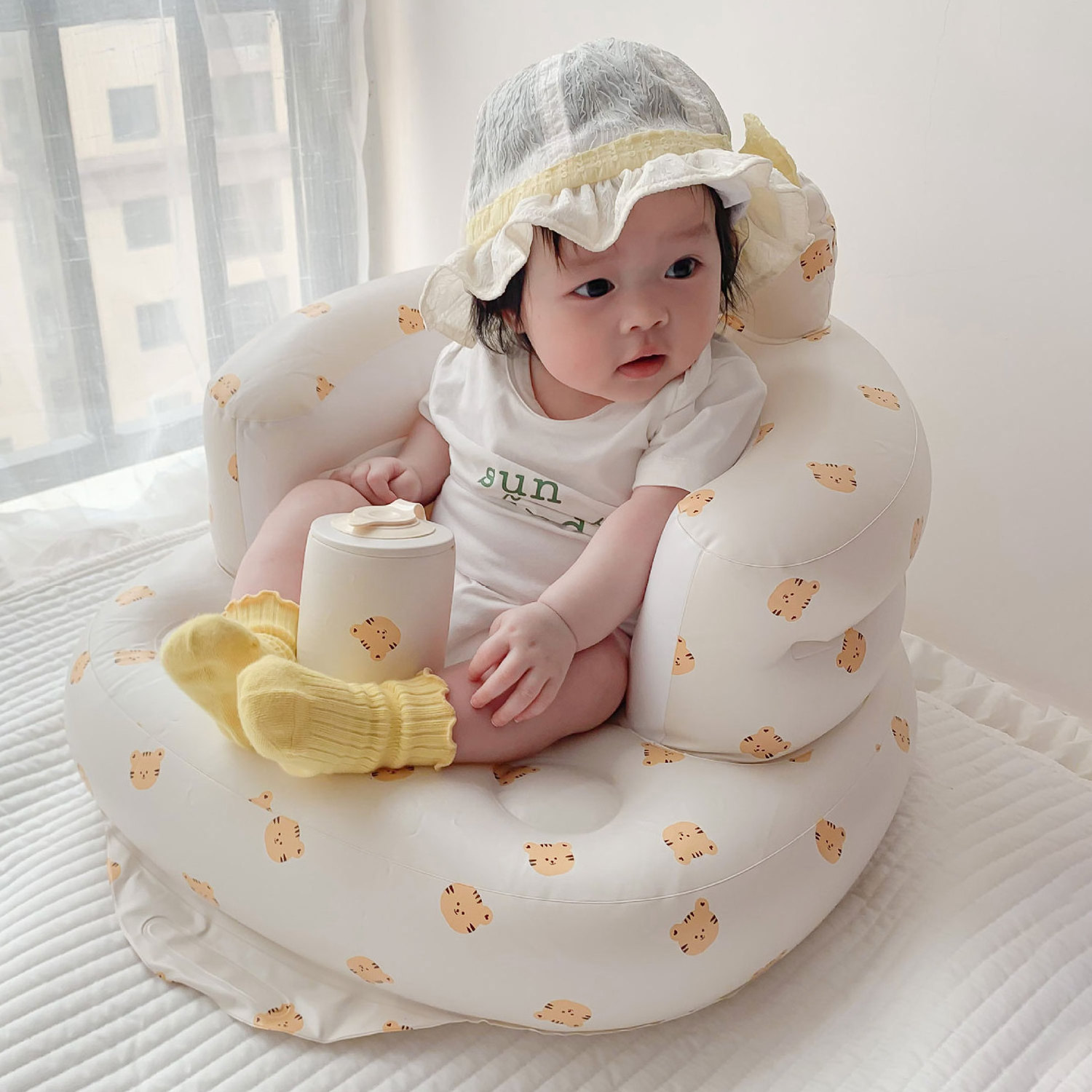 MU Learning Chair Multifunctional Inflatable PVC Sofa Baby Toys Baby Eating Child Bath Bath Toys Baby Training Seat Sofa