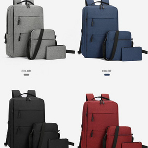 MU 3 In 1 Laptop Backpack Set Hot selling 3 compartment set student laptop backpack charger bag usb port for school backpack